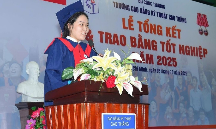 Võ Thị Cẩm Tú phát biểu tại lễ MM88dangnhap nhà cái World Cup 2026. Ảnh: NTCC