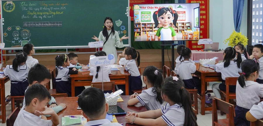 Một tiết dạy sinh hoạt chuyên đề của Trường Tiểu học Trần Đại Nghĩa (phường Hòa Xuân, TP Đà Nẵng). Ảnh: NTCC