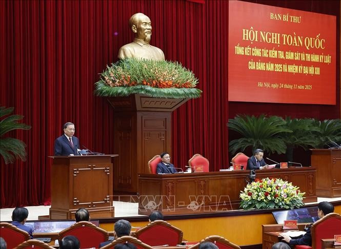 Tổng Bí thư Tô Lâm phát biểu. Ảnh: Thống Nhất/TTXVN Tổng Bí thư Tô Lâm phát biểu. Ảnh: Thống Nhất/TTXVN