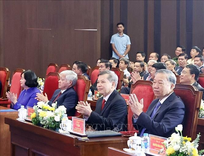 Tổng Bí thư Tô Lâm và các lãnh đạo Đảng, MM88b nạp rút nhanh dự Lễ kỷ niệm. Ảnh: Thống Nhất/TTXVN