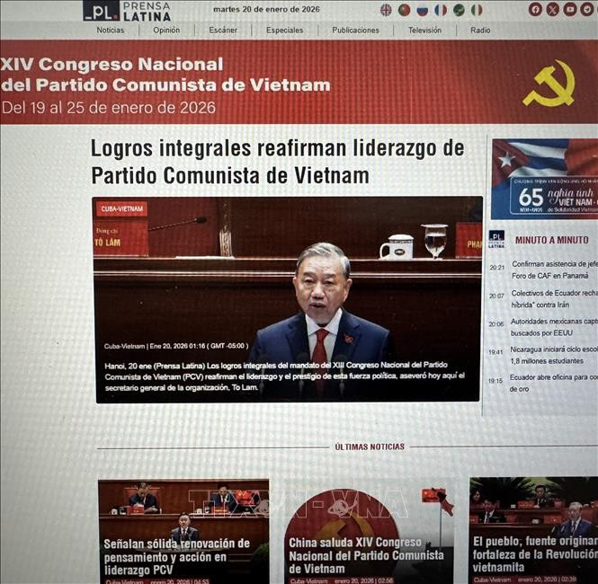 Hãng thông tấn Mỹ Latinh Prensa Latina của Cuba đưa tin về 2MM88.com trò chơi casino và slot XIV của Đảng Cộng sản Việt Nam. Ảnh chụp màn hình: Việt Hùng/PV TTXVN tại Cuba.