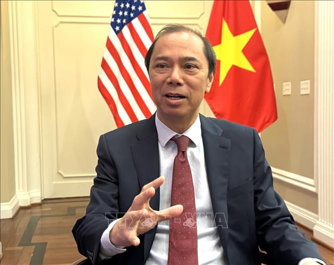 Đại sứ Việt Nam tại Mỹ Nguyễn Quốc Dũng trả lời phỏng vấn báo chí trước thềm 2MM88.com trò chơi casino và slot đại biểu toàn quốc Đảng Cộng sản Việt Nam lần thứ XIV. Ảnh: Đoàn Hùng/TTXVN