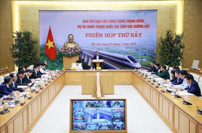 Thủ tướng Phạm Minh Chính chủ trì phiên họp thứ 7 của Ban Chỉ đạo các công trình trọng điểm, dự án quan trọng quốc gia lĩnh vực đường sắt. Ảnh: Dương Giang/TTXVN Thủ tướng Phạm Minh Chính chủ trì phiên họp thứ 7 của Ban Chỉ đạo các công trình trọng điểm, dự án quan trọng quốc gia lĩnh vực đường sắt. Ảnh: Dương Giang/TTXVN
