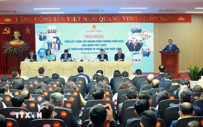 Thủ tướng Phạm Minh Chính phát biểu chỉ đạo Hội nghị triển khai nhiệm vụ trọng tâm năm 2026 ngành Công Thương. (Ảnh: Dương Giang/TTXVN) Thủ tướng Phạm Minh Chính phát biểu chỉ đạo Hội nghị triển khai nhiệm vụ trọng tâm năm 2026 ngành Công Thương. (Ảnh: Dương Giang/TTXVN)