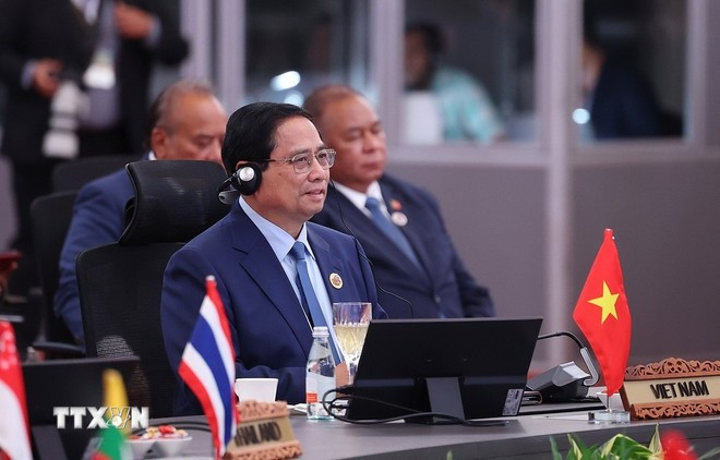Thủ tướng Phạm Minh Chính phát biểu tại Hội nghị Cấp cao ASEAN-Hội đồng Hợp tác Vùng Vịnh (GCC) lần thứ hai. (Ảnh: Dương Giang/TTXVN). Thủ tướng Phạm Minh Chính phát biểu tại Hội nghị Cấp cao ASEAN-Hội đồng Hợp tác Vùng Vịnh (GCC) lần thứ hai. (Ảnh: Dương Giang/TTXVN).