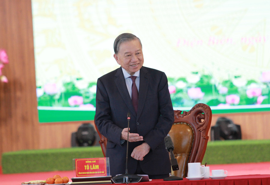 Tổng Bí thư Tô Lâm phát biểu tại buổi làm việc với tỉnh Điện Biên. tong-bi-thu.jpg