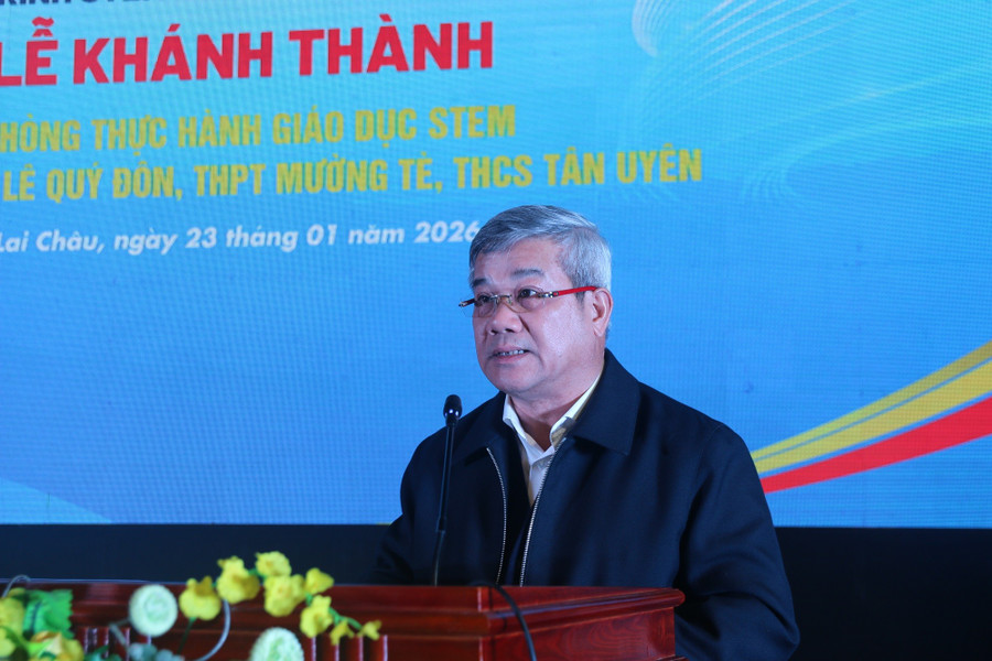 Ông Đỗ Chí Thanh, Phó Tổng Giám đốc Tập đoàn Petrovietnam phát biểu tại buổi Lễ. lai-chau-5.jpg