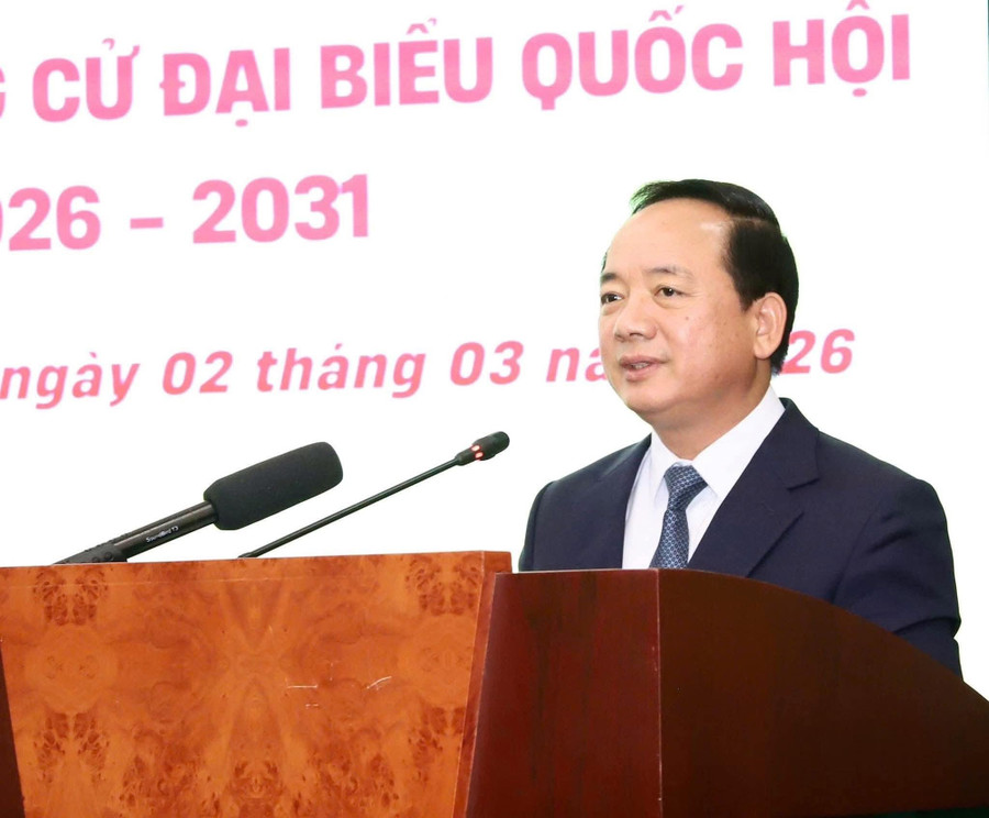 Trưởng Ban Tuyên giáo và Dân vận Trung ương Trịnh Văn Quyết phát biểu tại hội nghị. (Ảnh: CTTTQ)