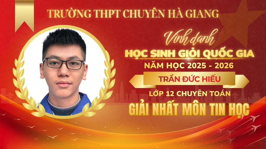 Trường THPT Chuyên Hà Giang, tỉnh Tuyên Quang vinh danh Trần Đức Hiếu. (Ảnh: NVCC) 1000047006.jpg
