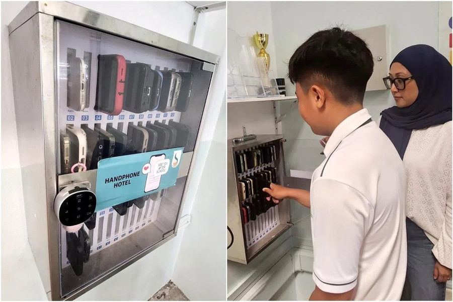 MM886 slot game, bắn cá, lô đề, đá gà Singapore gửi điện thoại trong tủ khóa trước khi đến lớp.