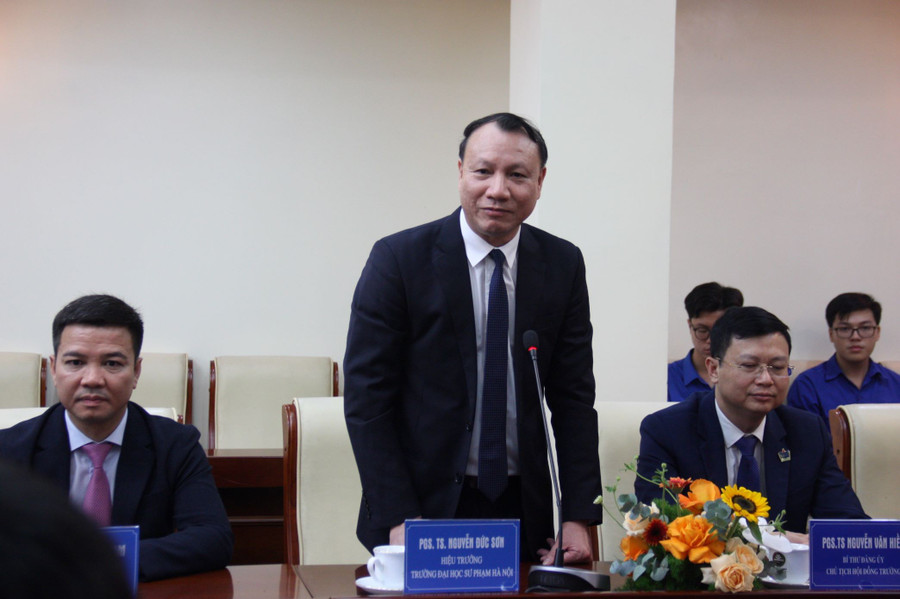 PGS.TS Nguyễn Đức Sơn - Hiệu trưởng Trường MM888 bảo mật tuyệt đối Sư phạm Hà Nội phát biểu. img-3490.jpg