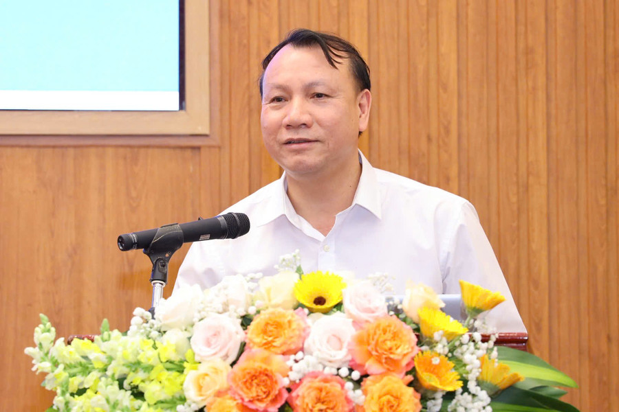 Hiệu trưởng Trường ĐH Sư phạm Hà Nội Nguyễn Đức Sơn phát biểu tại hội thảo. hoi-thao-tieng-anh1.jpg
