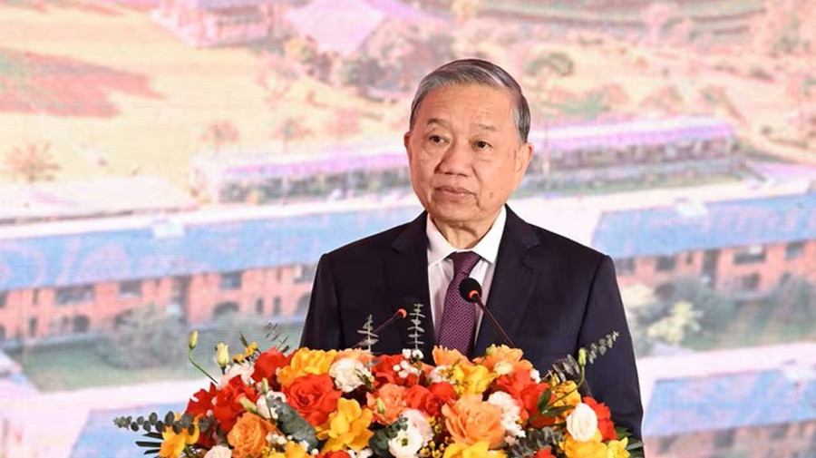 Tổng Bí thư Tô Lâm phát biểu tại buổi lễ. tong-bi-thu-to-lam-khoi-cong-truong-2.jpg