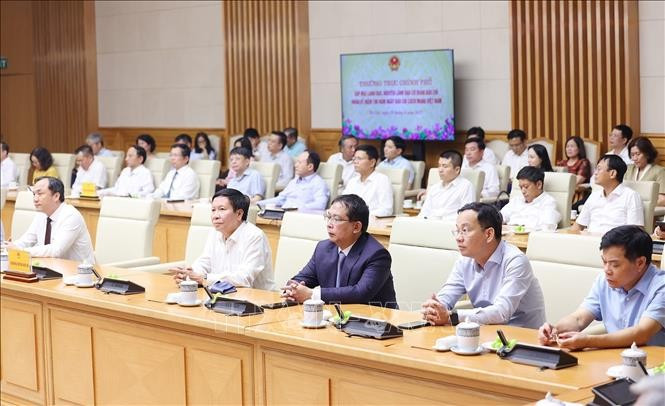 Lãnh đạo các cơ quan báo chí tham dự buổi gặp. Ảnh: Dương Giang/TTXVN.