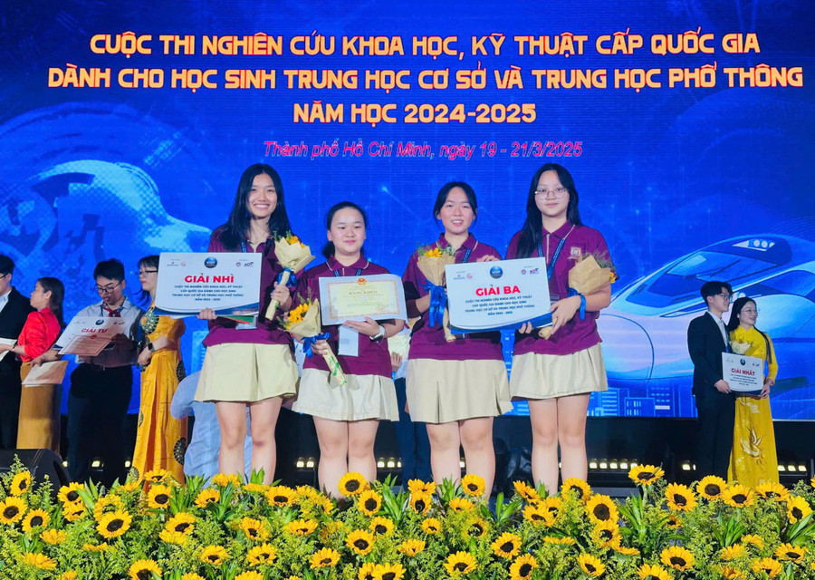2 dự án của Trường Tiểu học, THCS và THPT Việt Úc (TPHCM) đạt giải Nhì và giải Ba tại cuộc thi. Ảnh: H.P 6665cc296c4fdc11855e.jpg