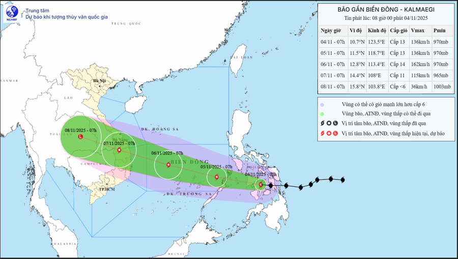 Dự báo hướng đi của bão Kalmaegi. bao-so-13.png