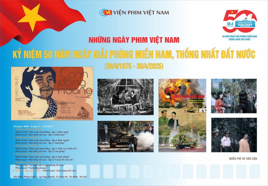Nhân dịp kỷ niệm 50 năm ngày Giải phóng miền Nam, thống nhất đất nước, Viện phim Việt Nam tổ chức chương trình chiếu phim miễn phí. phim-viet.jpg