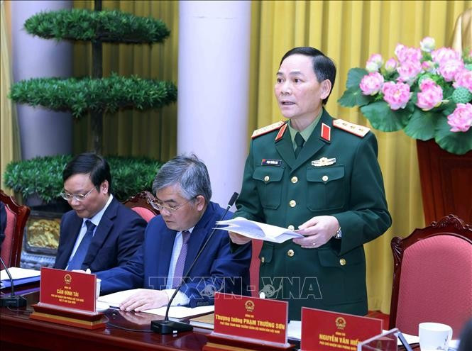 Thượng tướng Phạm Trường Sơn, Phó Tổng Tham mưu trưởng quân đội nhân dân Việt Nam phát biểu. Ảnh: An Đăng/TTXVN Thượng tướng Phạm Trường Sơn, Phó Tổng Tham mưu trưởng quân đội nhân dân Việt Nam phát biểu. Ảnh: An Đăng/TTXVN