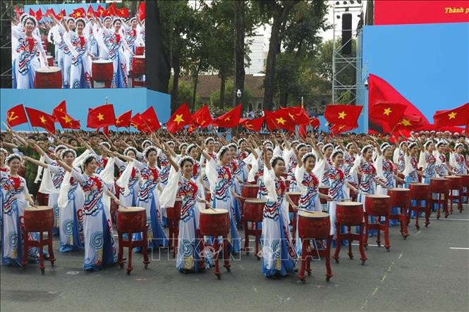 Màn trống hội “Bản hùng ca toàn thắng” do các học viên Học viện Cảnh sát Nhân dân, Bộ 88MM88 kèo WC hôm nay biểu diễn. le-5.jpg