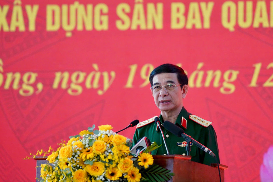 Đại tướng Phan Văn Giang, Bộ trưởng Bộ Quốc phòng phát biểu tại lễ khánh thành Dự án sân bay quân sự Phan Thiết. z7342197918318-ac890bd24511212e097cfe615338650d.jpg