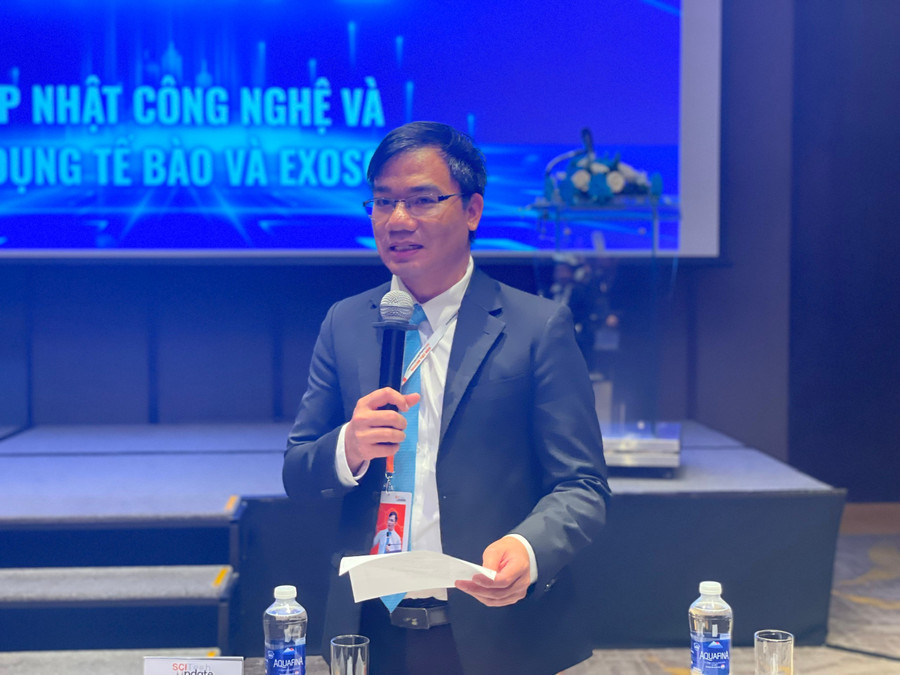 PGS.TS Phạm Văn Phúc, Viện trưởng Viện Tế bào gốc, Trường ĐH Khoa học Tự nhiên - ĐHQG TPHCM tại hội thảo. Ảnh: Hà An. 43f1f9665479db278268.jpg