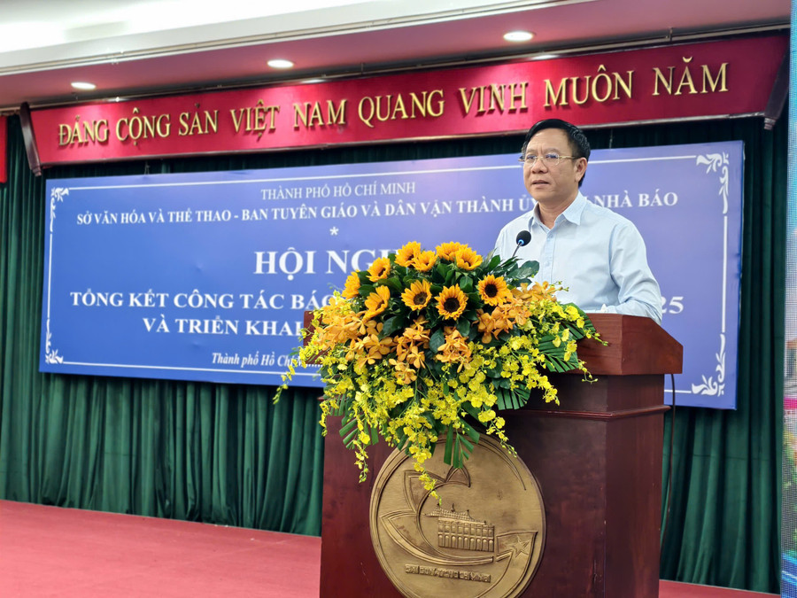 Ông Nguyễn Ngọc Hồi, Phó giám đốc Sở Văn hoá và Thể thao TPHCM phát biểu tại hội nghị. Ảnh: Phúc Uyên. 8b6662d02704a85af115.jpg