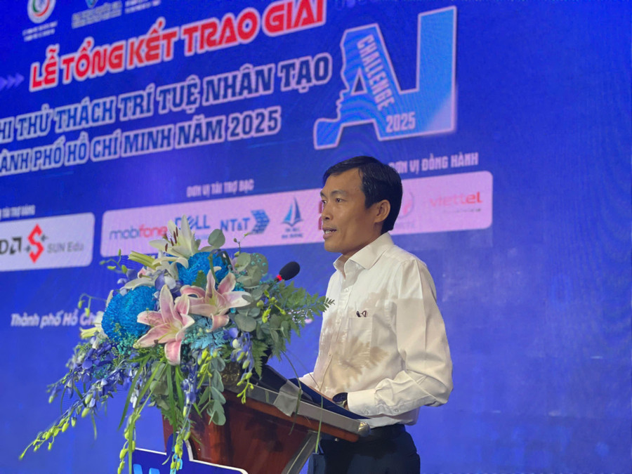 Ông Võ Minh Thành, Phó Giám đốc Sở Khoa học và Công nghệ TPHCM phát biểu tổng kết hội thi. Ảnh: Hà An. 9ca025bb831f0f41560e.jpg