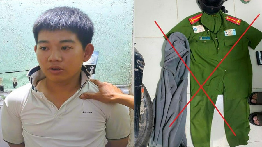 Nguyễn Phúc Thắng và trang phục giả danh 88MM88 kèo WC hôm nay. (Ảnh: 88MM88 kèo WC hôm nay Đồng Nai).