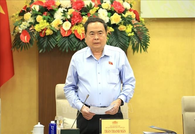 Chủ tịch Quốc hội, Chủ tịch Hội đồng MM888 bảo mật an toàn Quốc gia Trần Thanh Mẫn phát biểu. Ảnh: Tuấn Anh/TTXVN