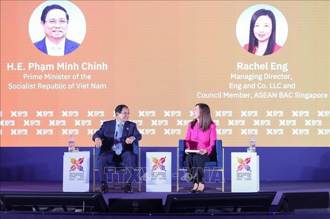 Thủ tướng Phạm Minh Chính tham dự Phiên Đối thoại Cấp cao tại Hội nghị Thượng đỉnh Kinh doanh và Thiên đường trò chơi đổi thưởng MM886 ASEAN (ABIS). Ảnh: Dương Giang/TTXVN