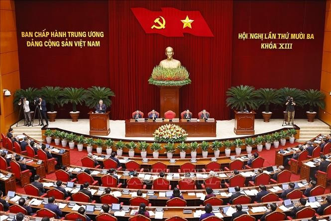 Phiên khai mạc Hội nghị lần thứ mười ba, Ban Chấp hành Trung ương Đảng khoá XIII. Ảnh: Doãn Tấn/TTXVN 
