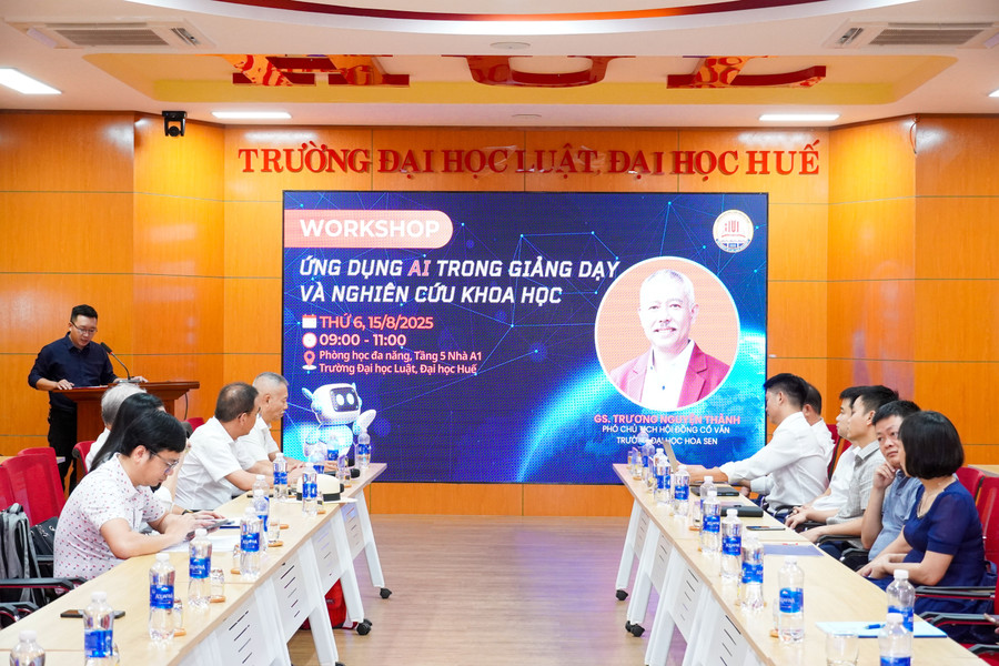 Workshop ứng dụng trí tuệ nhân tạo (AI) trong giảng dạy và nghiên cứu khoa học tại Trường MM888 bảo mật tuyệt đối Luật, MM888 bảo mật tuyệt đối Huế.