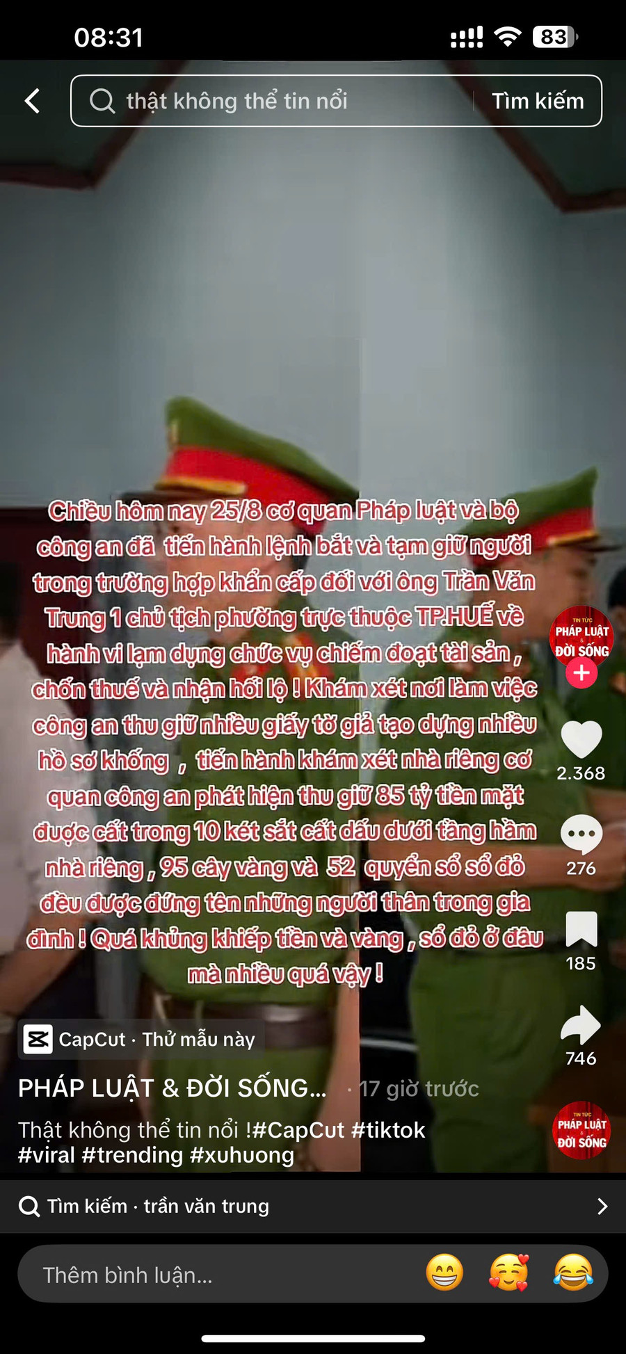 Bài viết sai sự thật của 1 tài khoản trên Tik Tok. z6945115550353-72fb2bb85b94133c8815604ae8bcd0bf.jpg