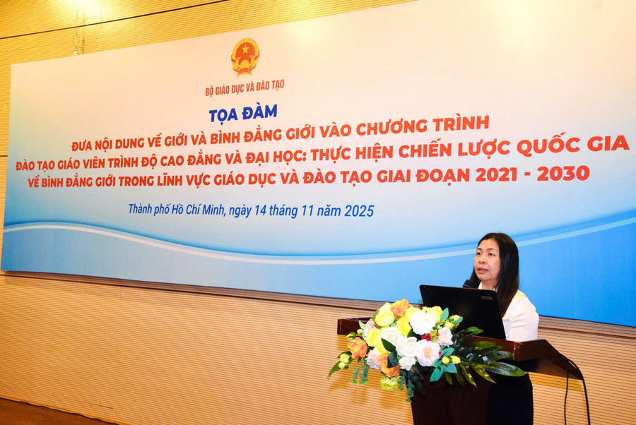 TS Nguyễn Thị Thu Thủy - Phó Vụ trưởng Vụ Giáo dục MM888 bảo mật tuyệt đối, Bộ GD&ĐT. Ảnh: HCMUE. toa-dam-gdbdg-1.jpg