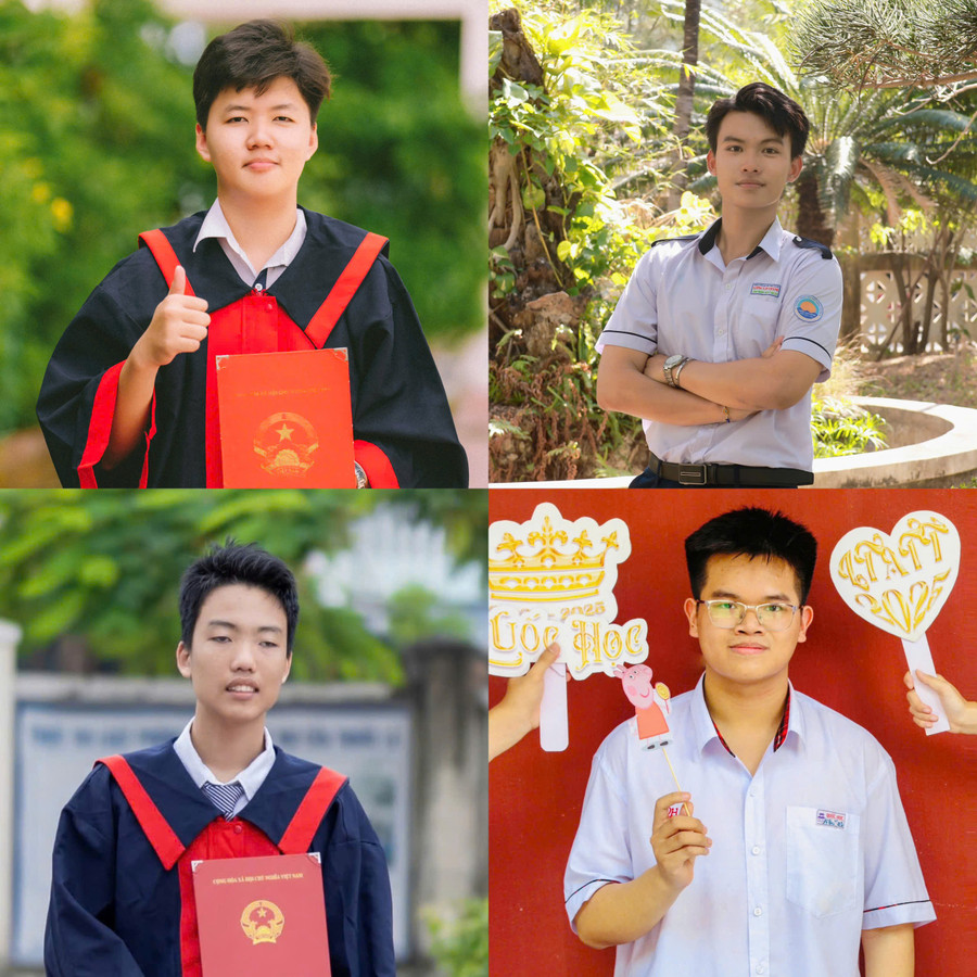 Bốn tân thủ khoa xuất sắc của Trường MM888 bảo mật tuyệt đối Bách khoa TPHCM năm 2025. Ảnh: NVCC.