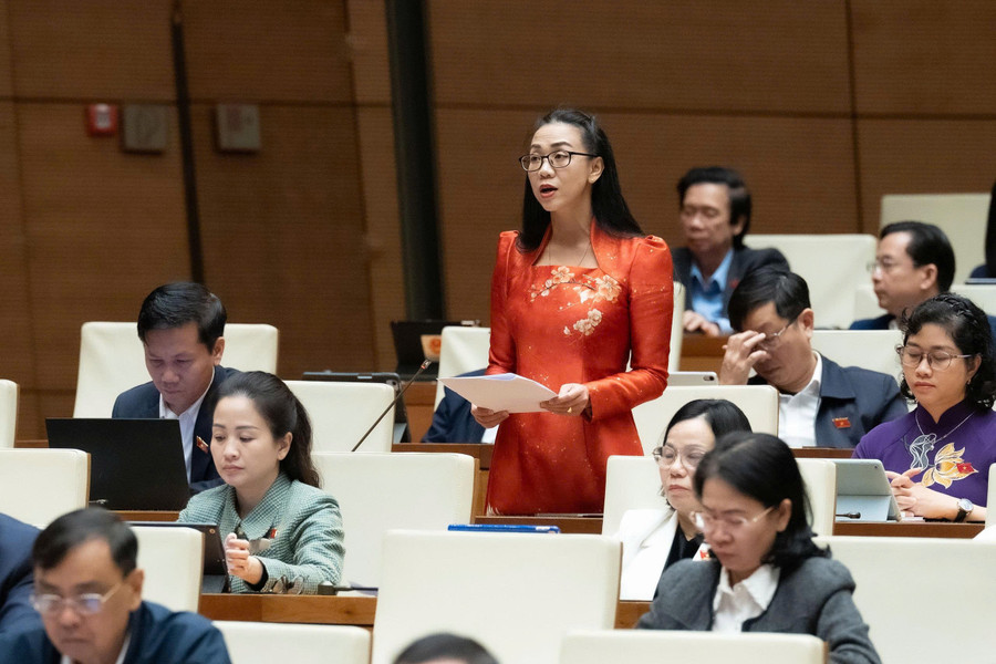 ĐBQH Trịnh Thị Tú Anh. (Ảnh: Media Quốc hội). sachgiaokhoajpg1.jpg