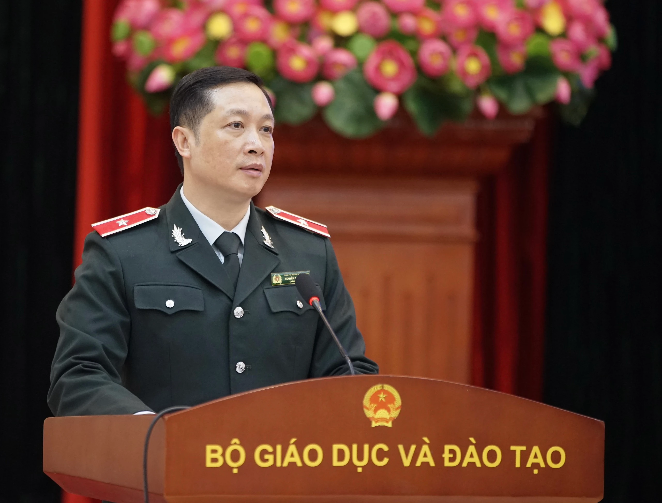 Chánh Thanh tra Bộ GD&amp;ĐT Nguyễn Đức Cường báo cáo kết quả thực hiện nhiệm vụ năm 2023 và phương hướng năm 2024.