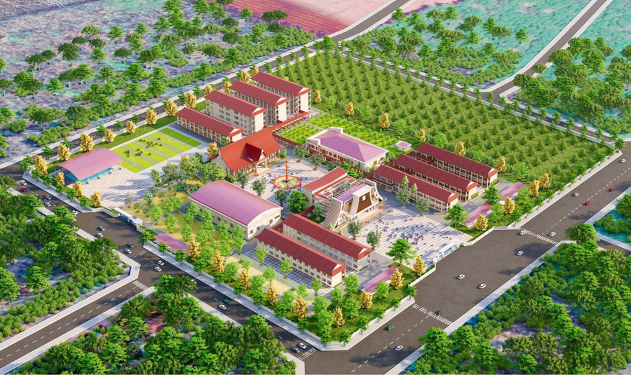 Phối cảnh dự án Trường phổ thông nội trú liên cấp tiểu học và THCS tại 7 xã biên giới tỉnh Gia Lai.