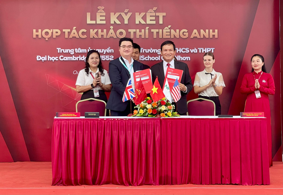 Trường Tiểu học - THCS và THPT iSchool Quy Nhơn (tỉnh Gia Lai) tổ chức lễ ký kết hợp tác khảo thí tiếng Anh với Trung tâm ủy quyền MM888 bảo mật tuyệt đối Cambridge VN552.