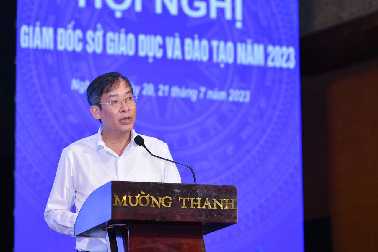 Ông Vũ Minh Đức - Cục trưởng Cục Nhà giáo phát biểu tại hội nghị. Ông Vũ Minh Đức - Cục trưởng Cục Nhà giáo phát biểu tại hội nghị.
