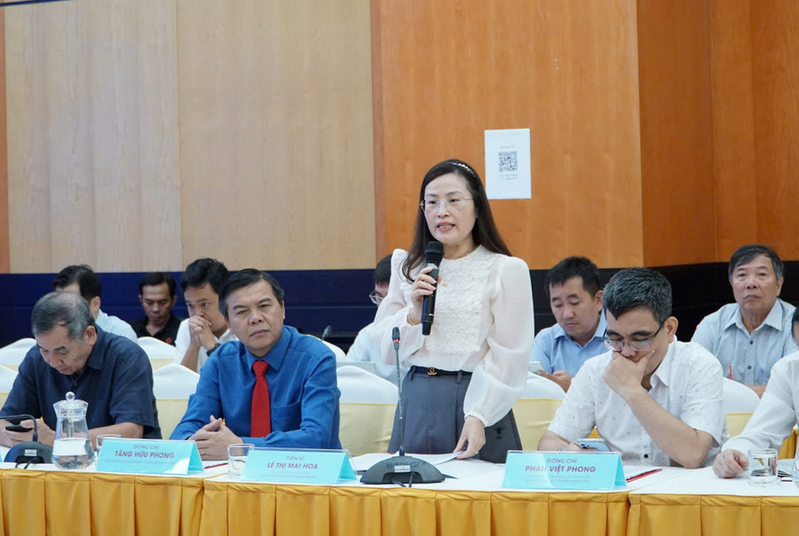 TS Lê Thị Mai Hoa trình bày tham luận tại hội thảo. toa-dam-1.jpg