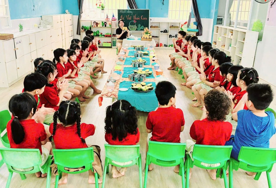 Tiết học của trẻ Trường Mần non Tây Thạnh 2 (TPHCM).