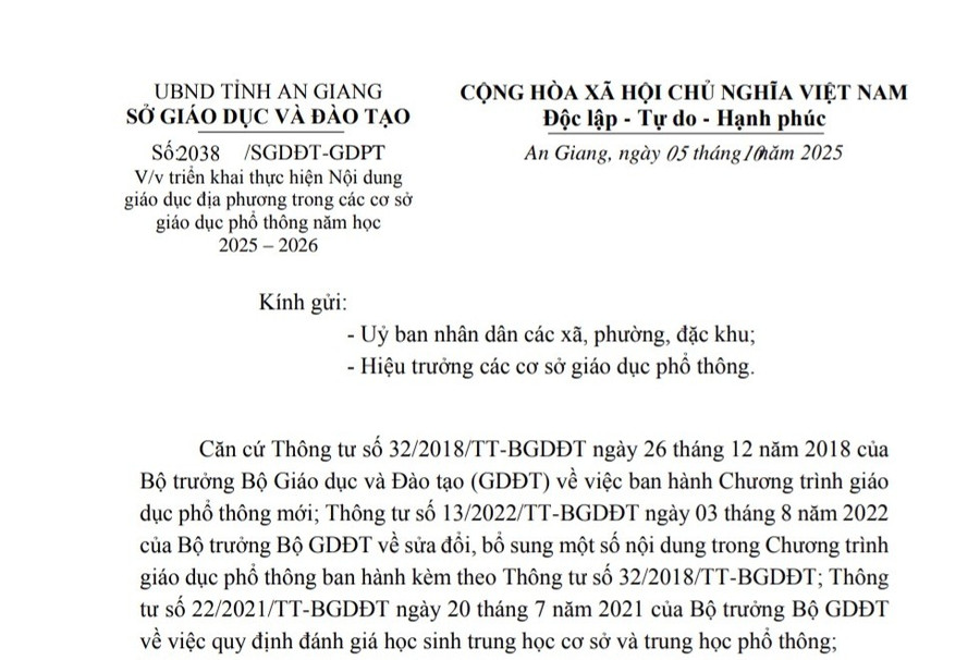 Sở GD&ĐT tỉnh An Giang ban hành hướng dẫn thực hiện Nội dung giáo dục địa phương. 1000057497.jpg
