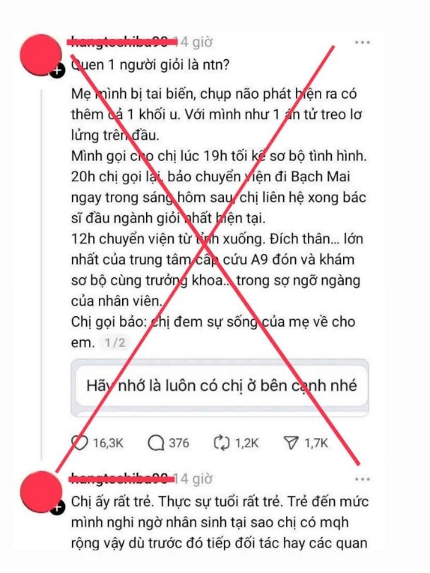 Nội dung chị N.T.H đăng tải là hư cấu, không đúng sự thật. 1.jpg