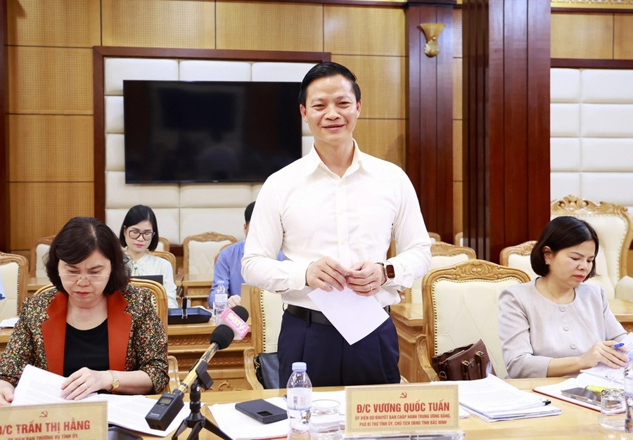 Ông Vương Quốc Tuấn - Chủ tịch UBND tỉnh Bắc Ninh phát biểu. bn1.jpg