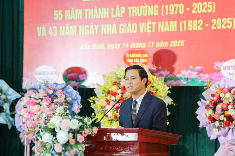 Ông Lê Xuân Lợi - Phó Chủ tịch UBND tỉnh Bắc Ninh phát biểu tại lễ kỷ niệm. a-6.jpg