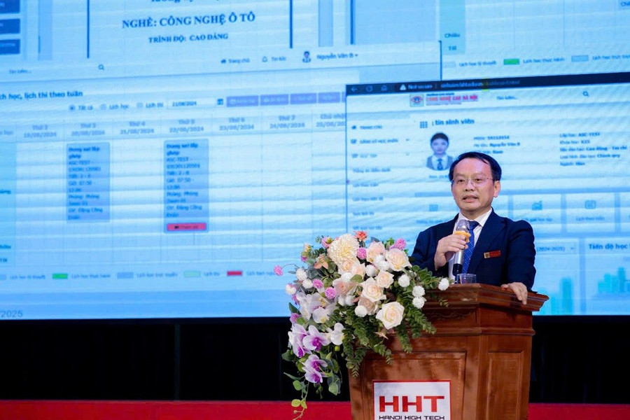 TS Phạm Xuân Khánh, Hiệu trưởng Trường Cao đẳng Công nghệ cao Hà Nội phát biểu. z6627188512176-e4a032ea23b5aae9becb09141c0d2367.jpg