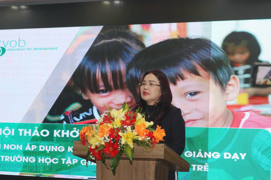 Bà Lê Thị Hương, Giám đốc Sở GD&ĐT tỉnh Quảng Trị phát biểu chỉ đạo về việc mở rộng dự án tại các địa bàn khó khăn phía Bắc tỉnh. hinh-2.jpg