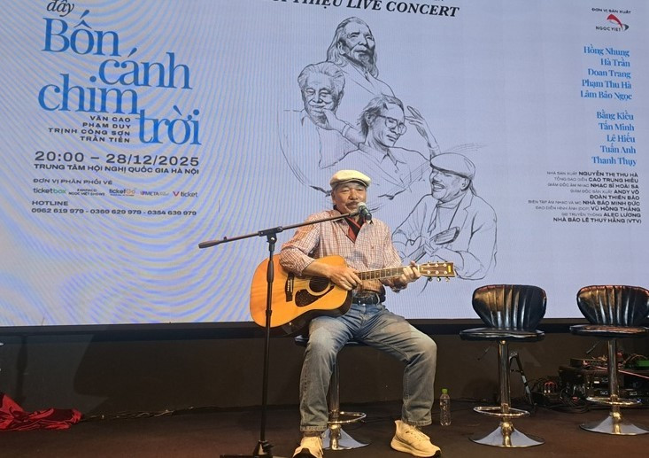 'Về đây bốn cánh chim trời' sẽ diễn ra vào ngày 28/12 tại Trung tâm Hội nghị Quốc gia Hà Nội. Ảnh: BTC