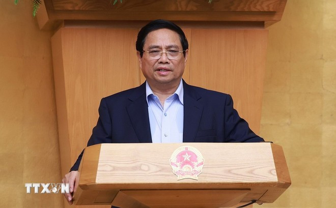 Thủ tướng Phạm Minh Chính chủ trì Phiên họp Chính phủ thường kỳ tháng 8 năm 2025. (Ảnh: Dương Giang/TTXVN).